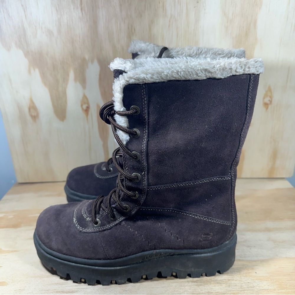 Skechers Vintage Y2K Chunky Platform Dark Brown Winter Boots Women’s Size 9.5